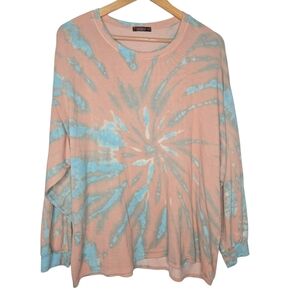 T Party Womens Tie Dye Relaxed Fit Crewneck French Terry Sweatshirt Large